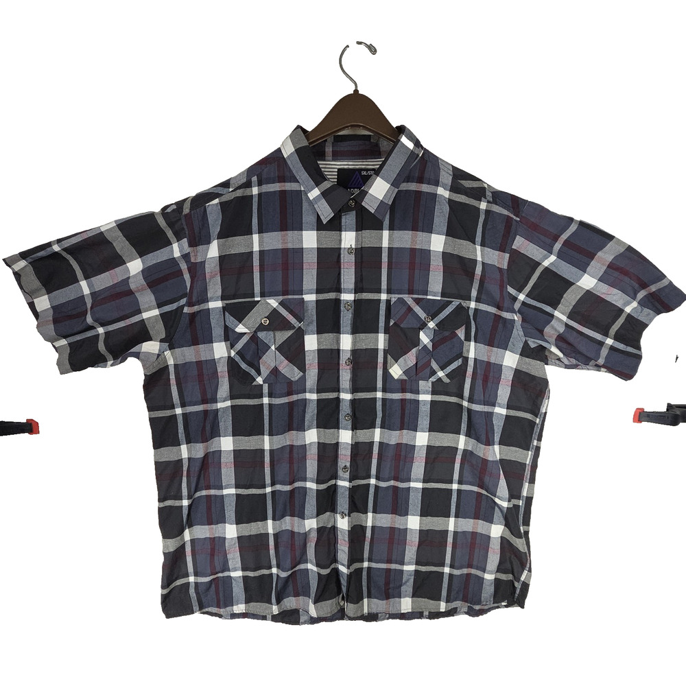 Roadblock Mens Flannel Shirt Gray 5XL Short Sleeve Business Workwear Gorpcore